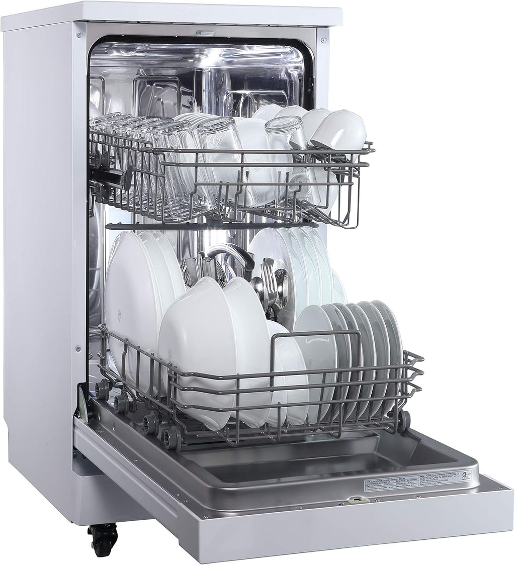 Portable Dishwasher, 18in Wide, 8 Place Settings Capacity, White