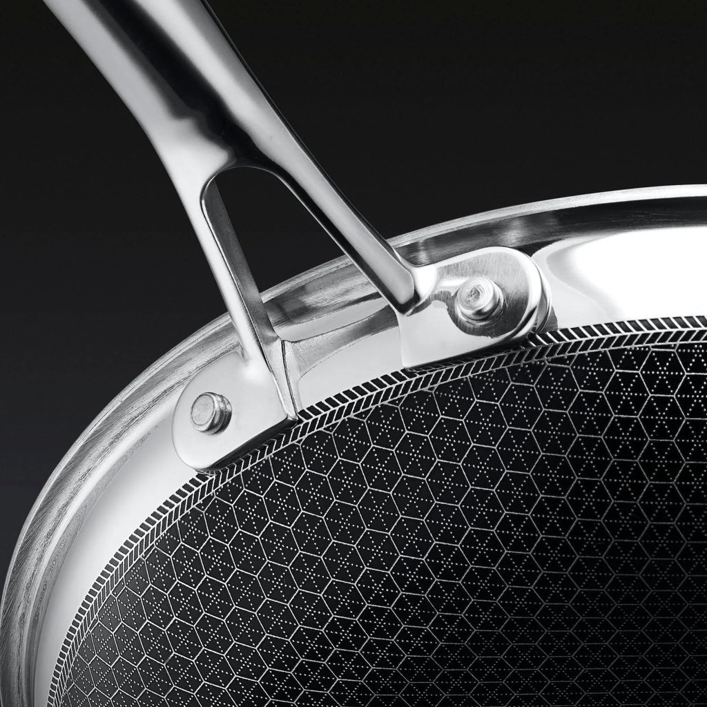 HexClad 6 Piece Hybrid Stainless Steel Cookware Pan Set 8 inch, 10 inch, 12 inch with Glass Lids, Size: One size, Black