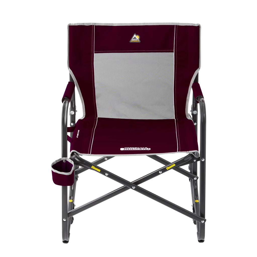 GCI Outdoor Freestyle Rocker Foldable Rocking Camp Chair, Maroon