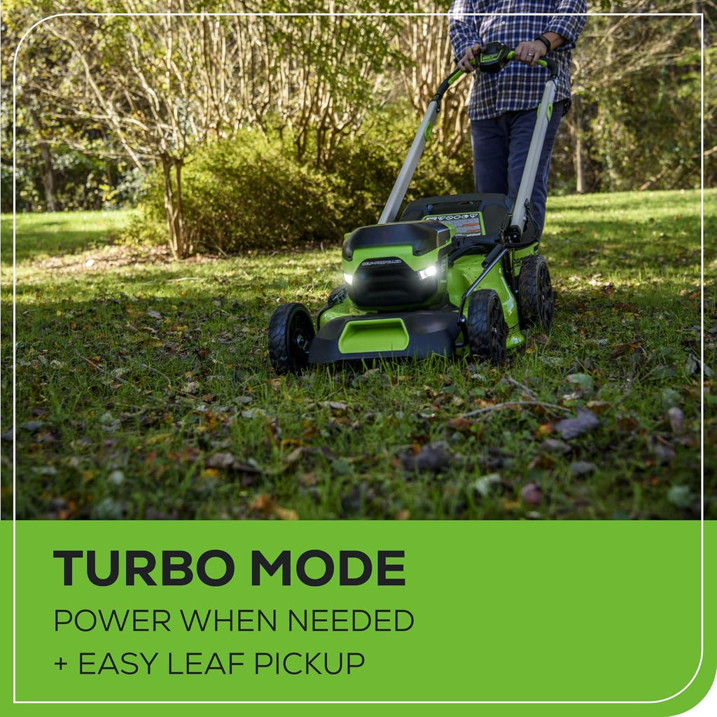 Greenworks 60V 21” Cordless (Self-Propelled) Lawn Mower , 2 x 4.0Ah Batteries and Dual Port Rapid Charger