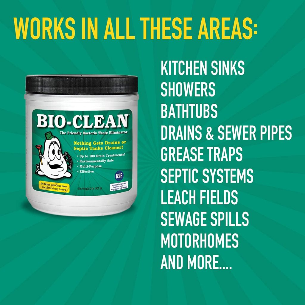 Bio-Clean Natural Drain Cleaner 2lb Canister – Enzyme-Based for Septic Tanks & Grease Traps, Eco-Friendly, 100 Treatments