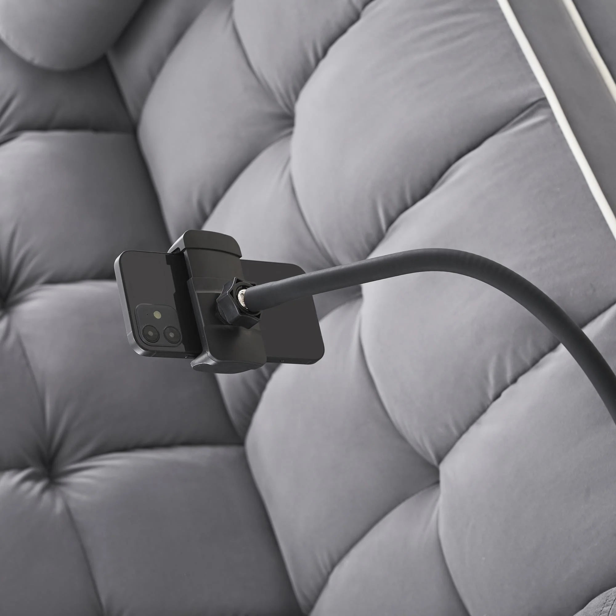 3 in 1 Sleeper Sofa Couch Bed,Small Tufted Velvet Convertible Loveseat Futon Sofa w/Pullout Bed,Adjustable Backrest,Cylinder Pillows,Multi-Pockets,Phone Holder for Living Room Apartment,Grey,55.5"