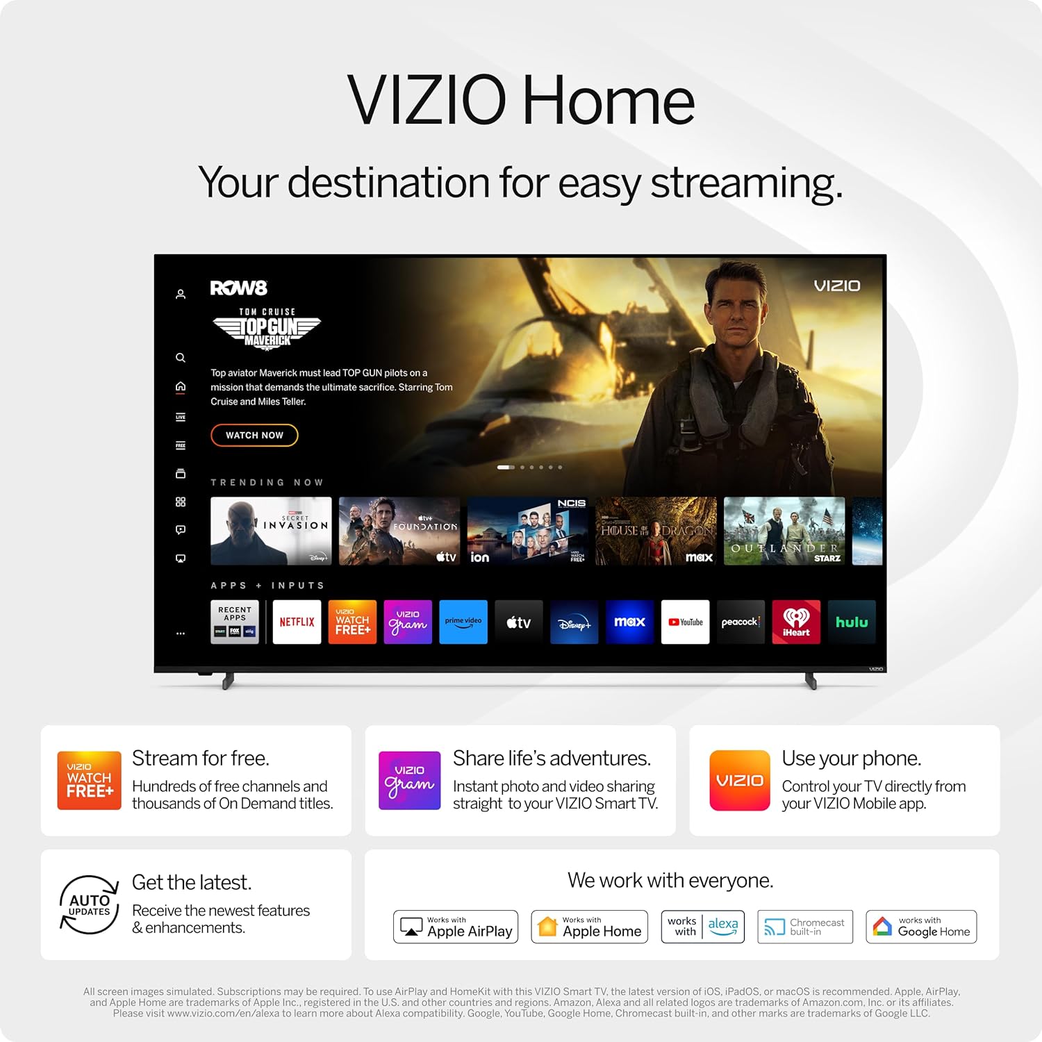 VIZIO 50′′ 4K Resolution HDR Smart TV, Dolby Vision HDR/HDR10+, WiFi 6 – (Renewed)