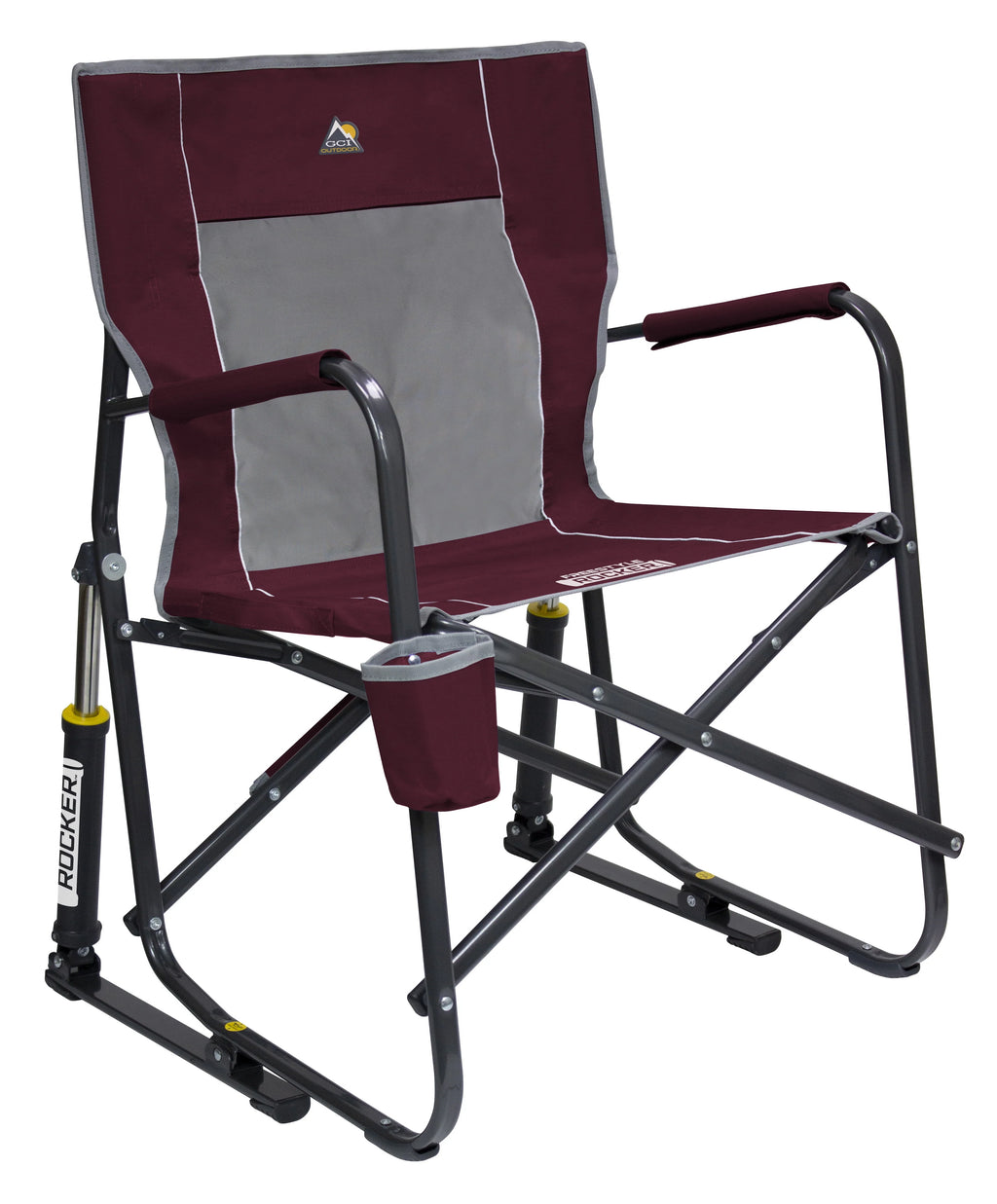 GCI Outdoor Freestyle Rocker Foldable Rocking Camp Chair, Maroon