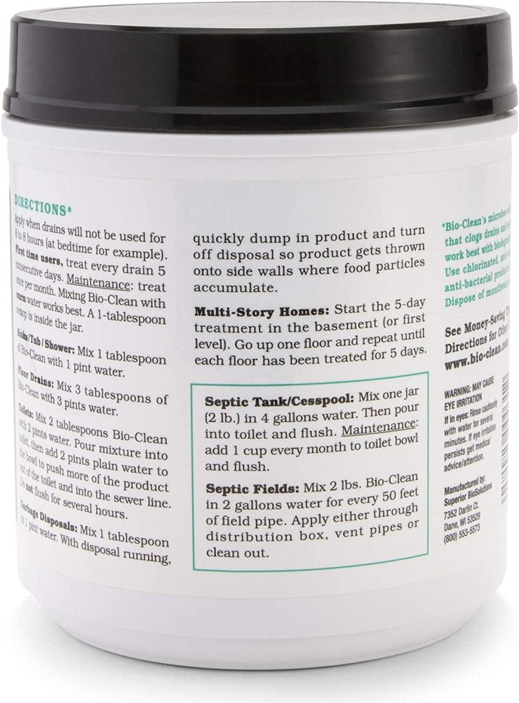 Bio-Clean Natural Drain Cleaner 2lb Canister – Enzyme-Based for Septic Tanks & Grease Traps, Eco-Friendly, 100 Treatments