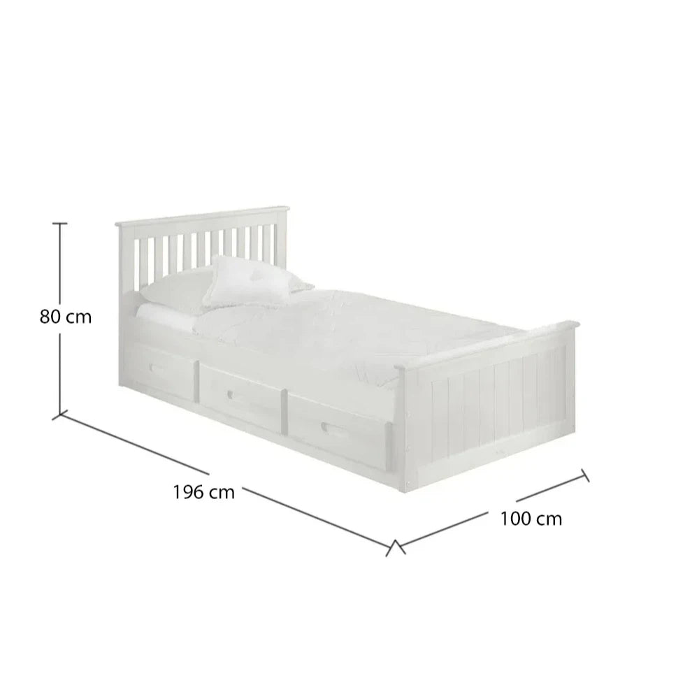 White Wooden Storage Bed