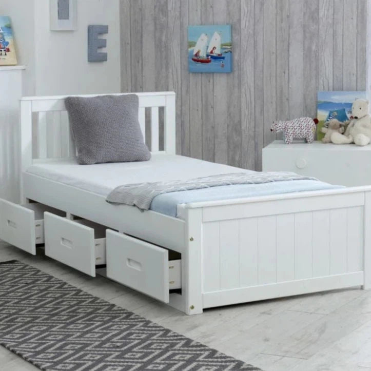 White Wooden Storage Bed